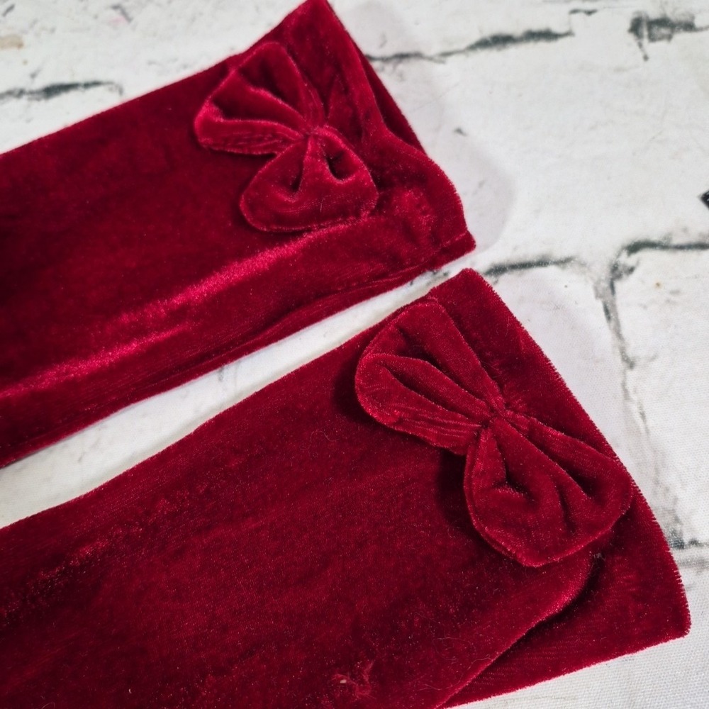 Vintage Lauer Womens Driving Gloves Red Velvet Bows One Size Evening Retro Fancy - Picture 3 of 8